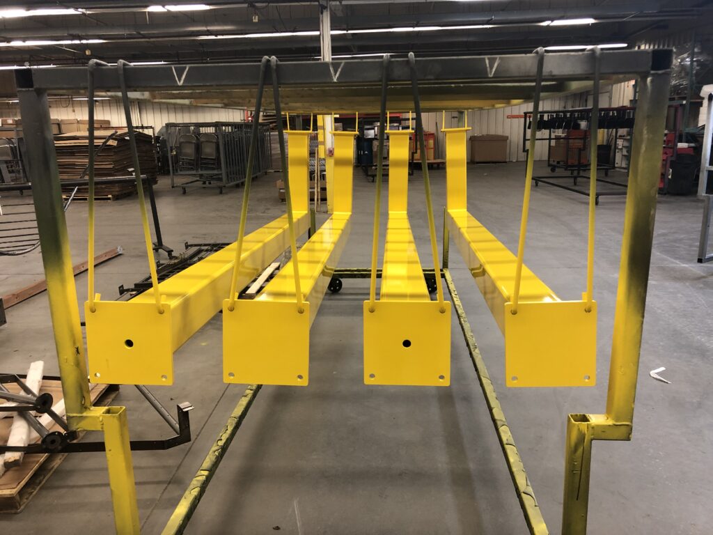 Heavy duty steel beams coated in safety yellow